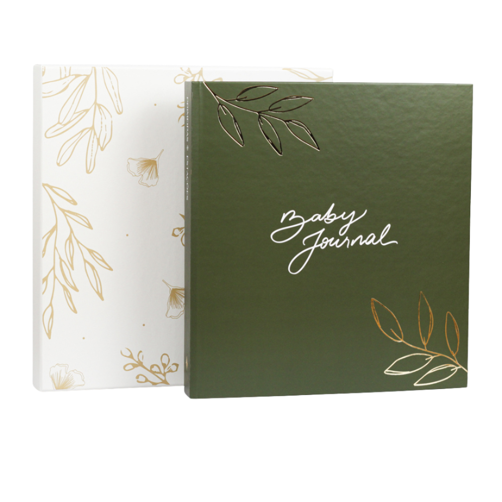 Baby Journal capa Verde aplicação dourada