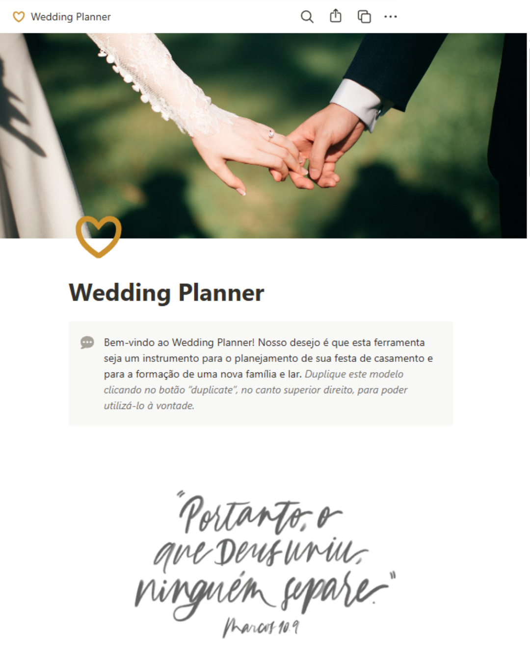 Planner Digital de Casamento - Wedding Notion