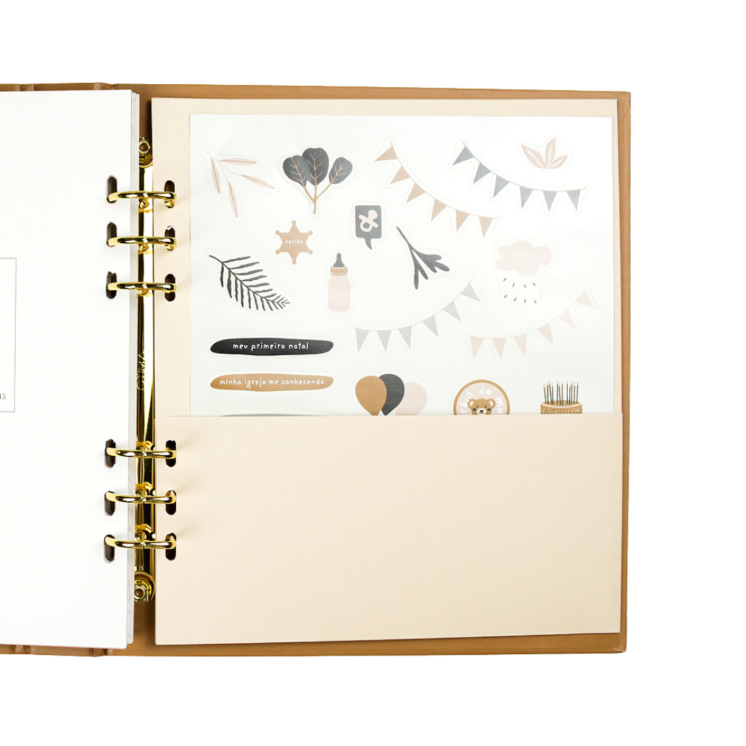 Bolso interno do Baby Journal para guardar recordações