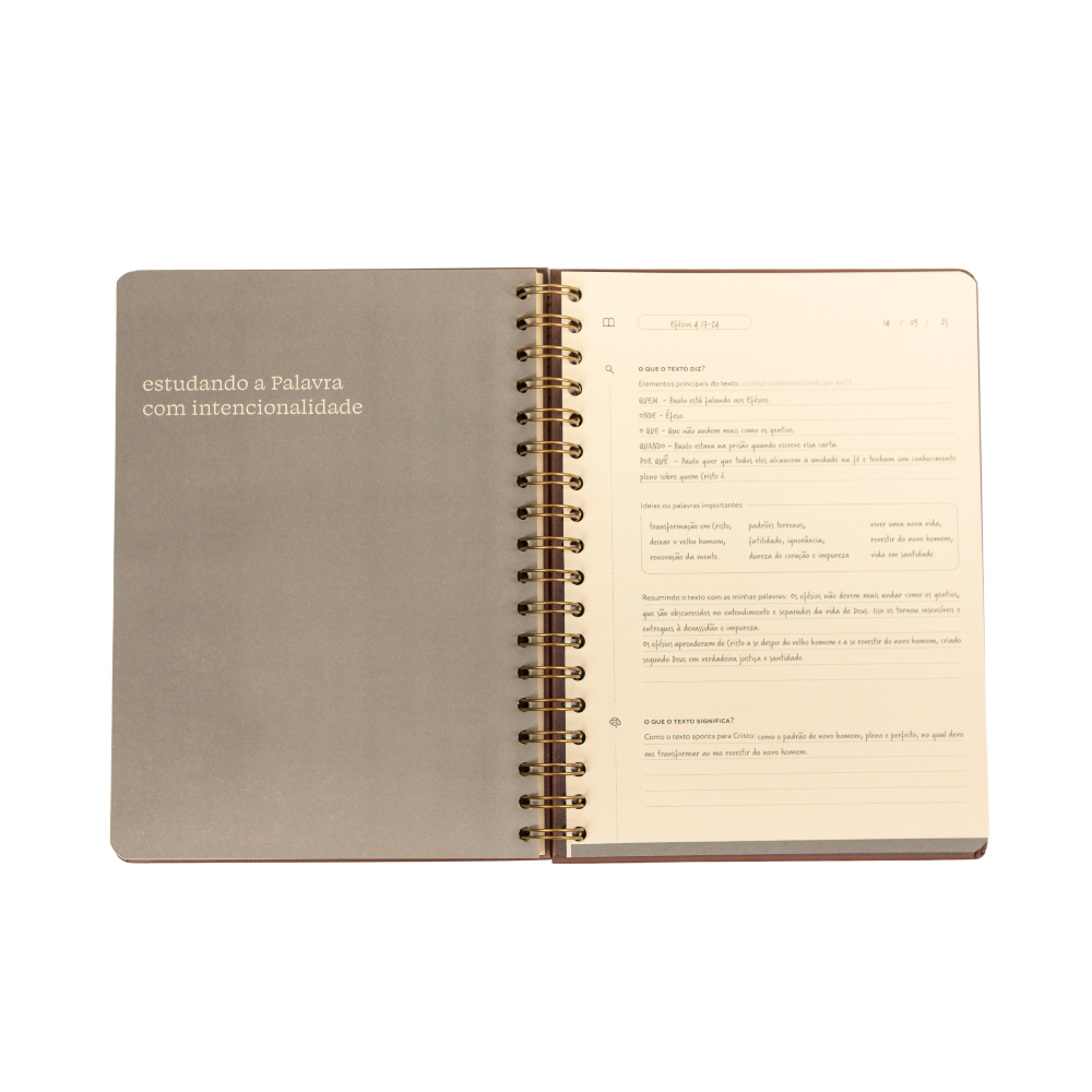 Página de oração e reflexão no Journal Praticando a Palavra com layout organizado