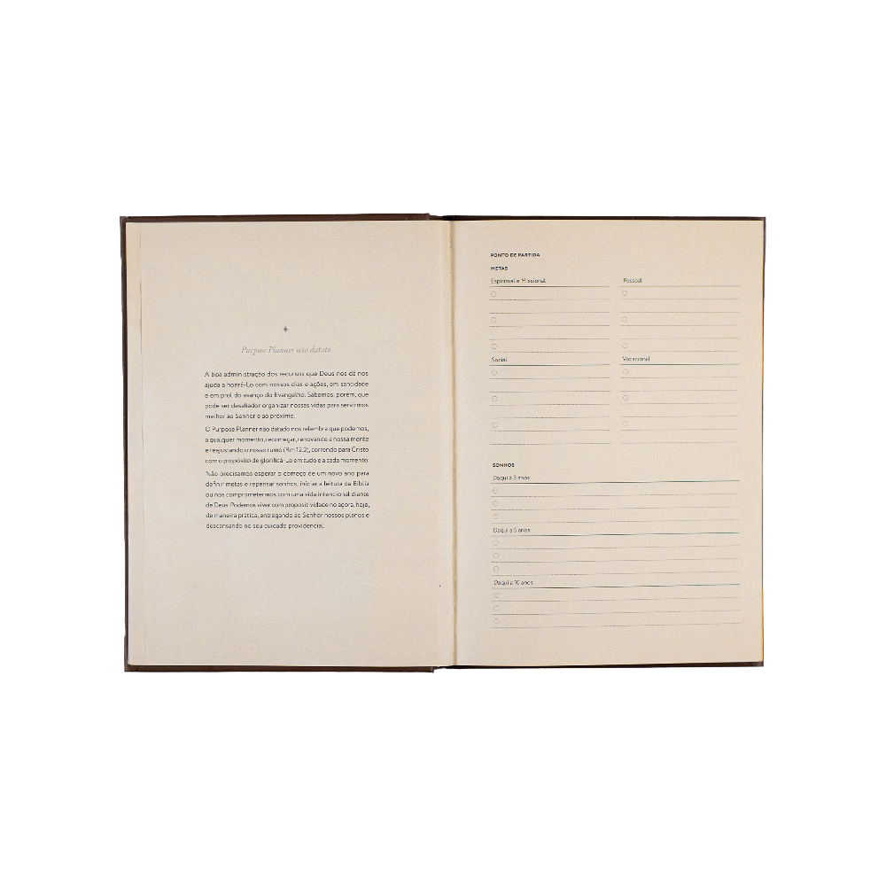Planner permanente Purpose Paper Purpose Paper página metas anuais
