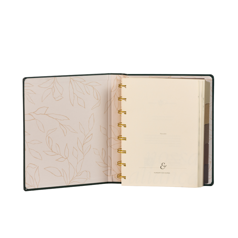 Planner de casamento Nossa Aliança visão do espaço para foto do casal