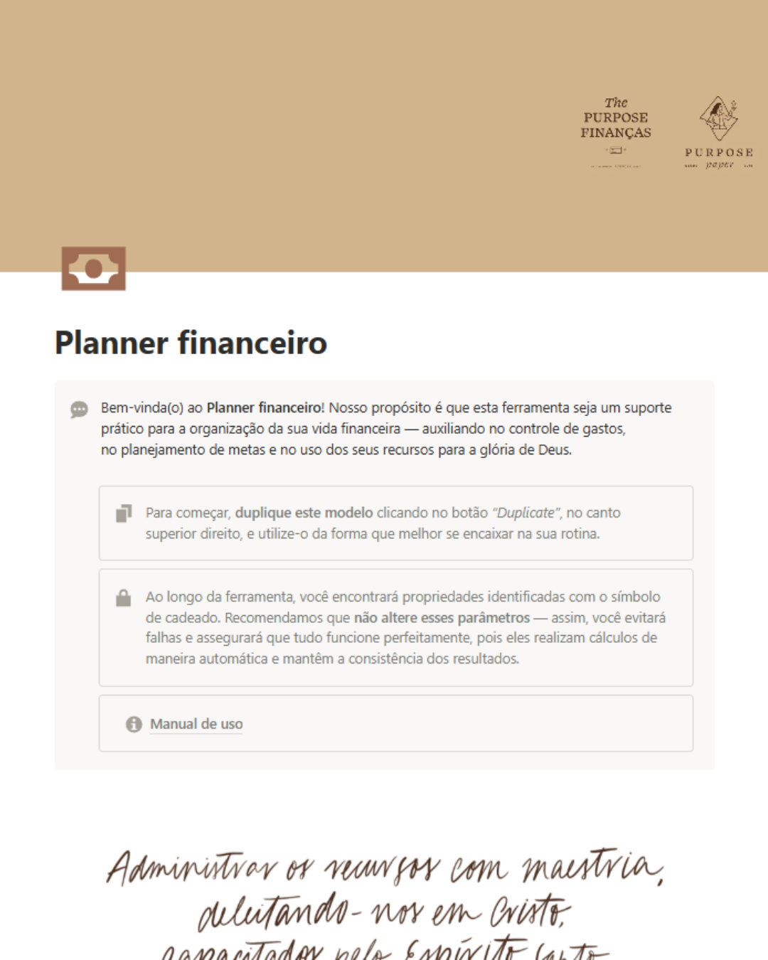 Purpose Notion Financeiro