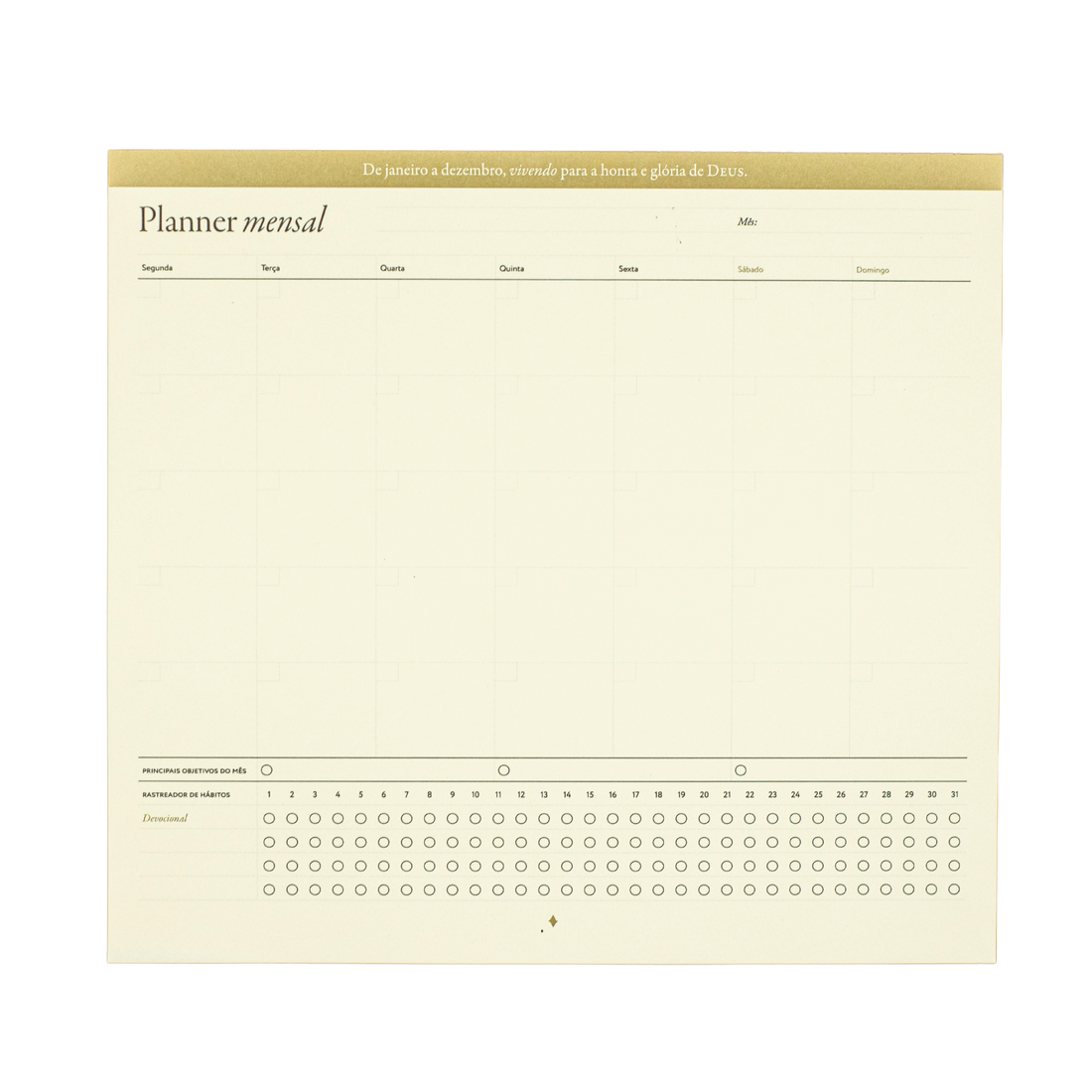 Bloco Purpose Planner Mensal