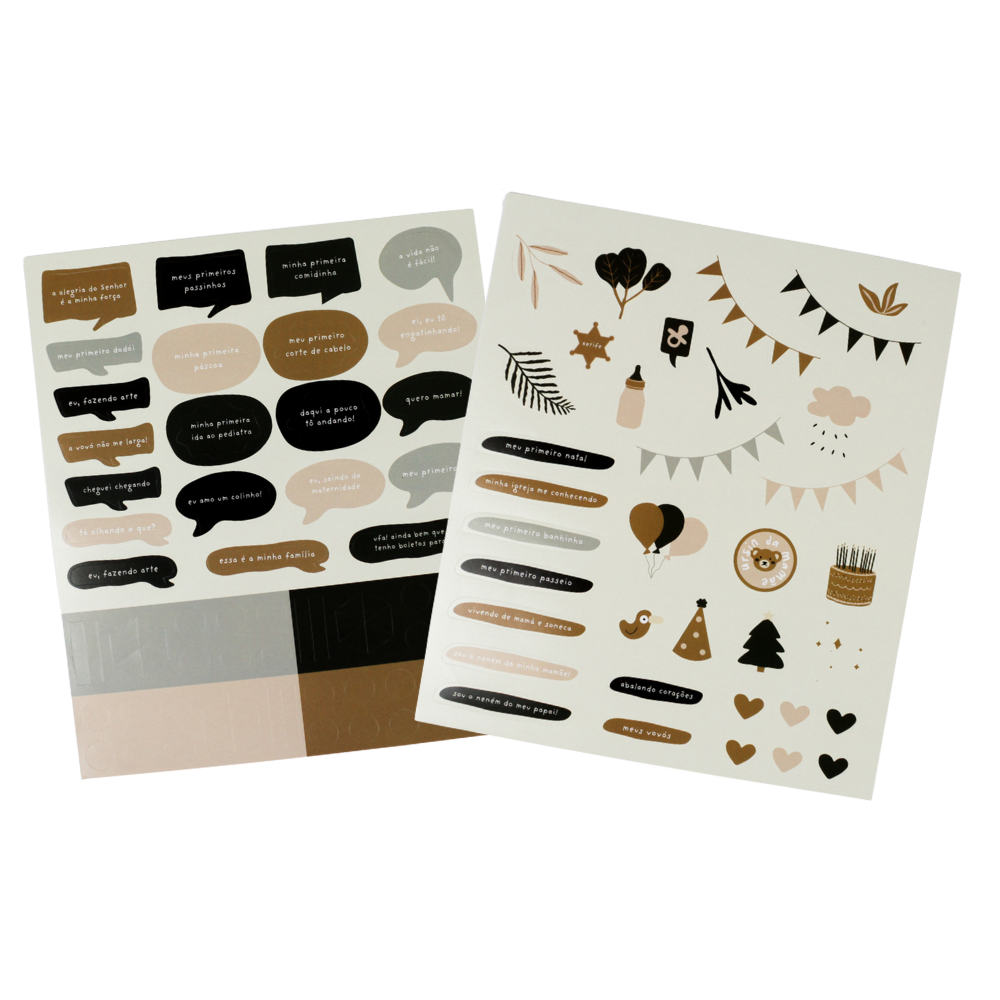 Kit de Cartela de Adesivos - Baby Journal e Baby cards