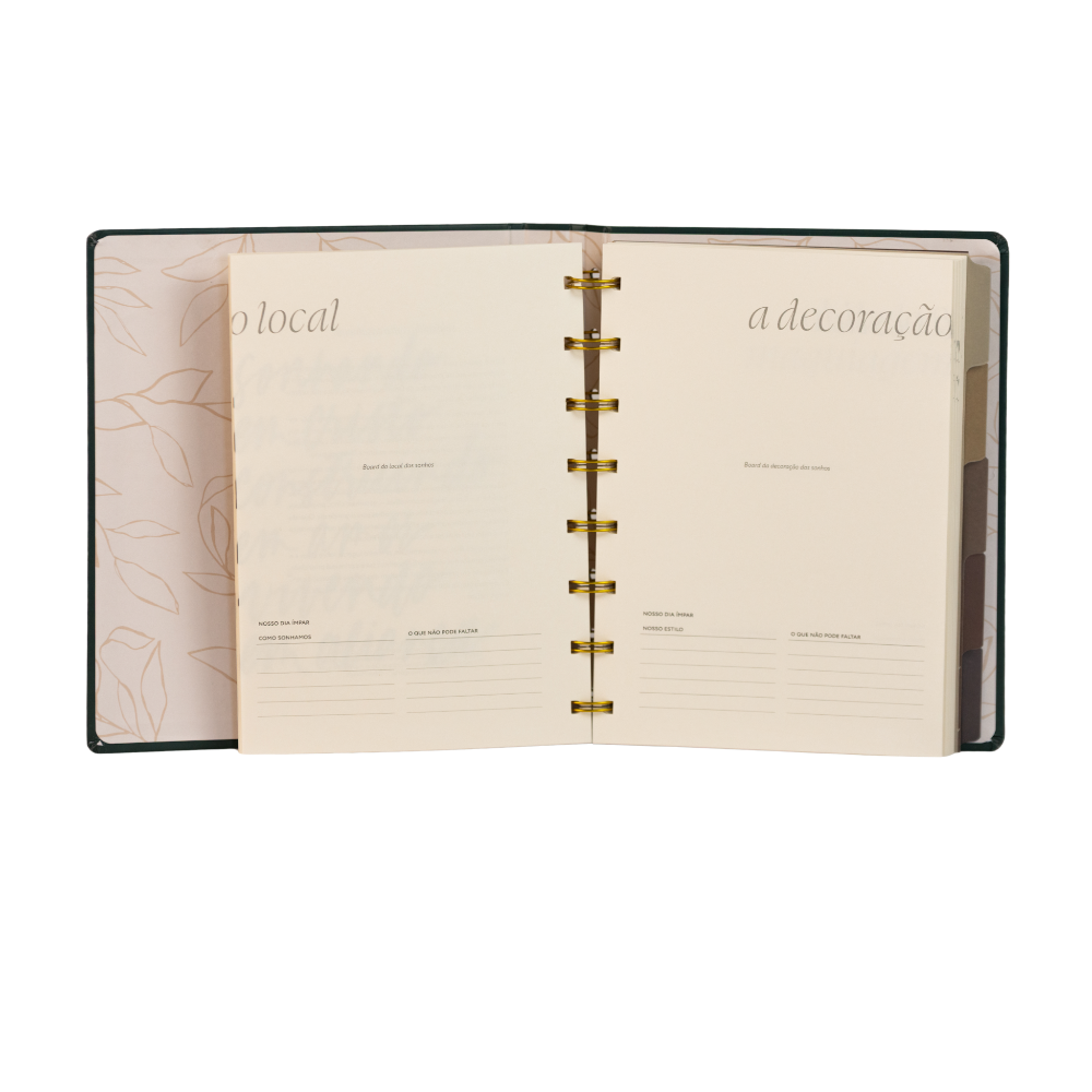 Planner de casamento Nossa Aliança visão de páginas internas