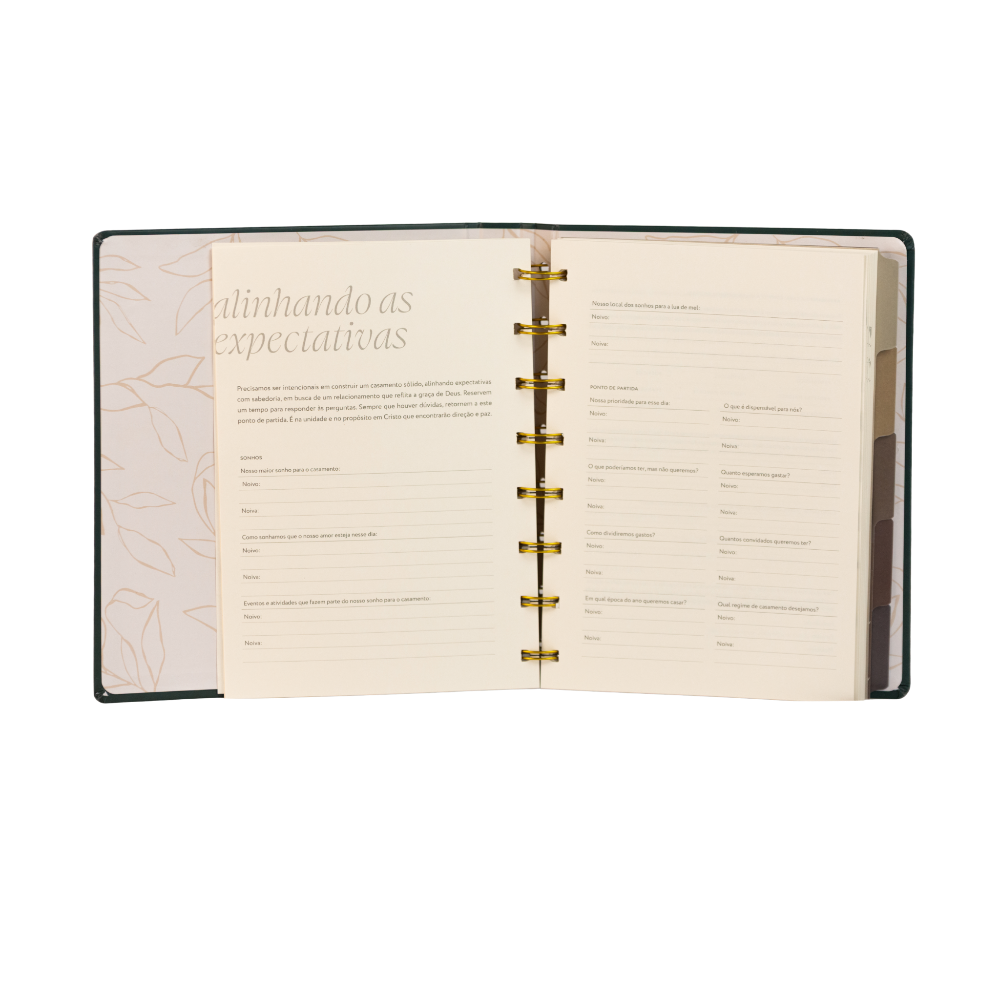 Planner de casamento Nossa Aliança visão de páginas internas