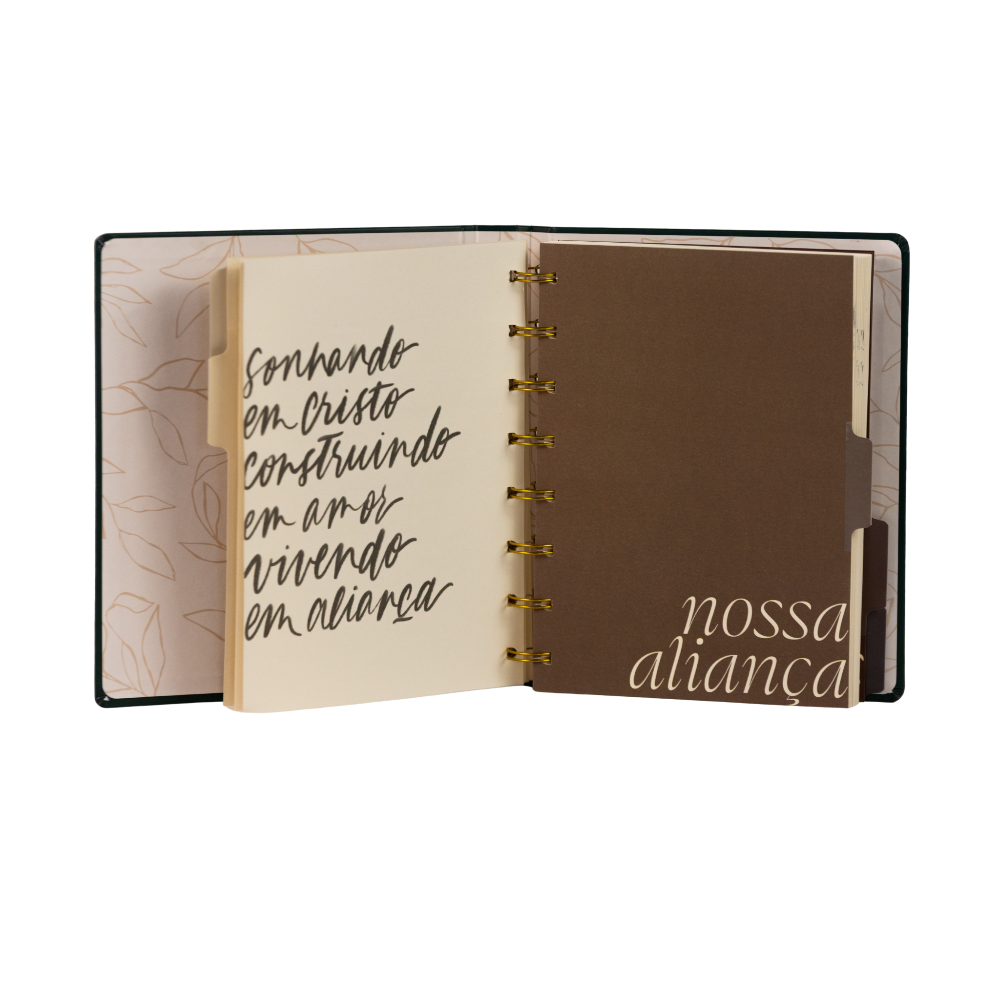 Planner de casamento Nossa Aliança visão de páginas internas
